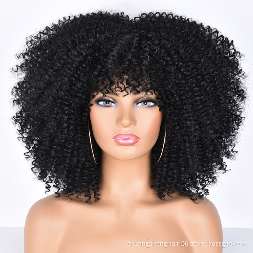 Wholesale supplier afro kinky curly synthetic headband wigs for black women short headband wigs high temperature resistant fiber